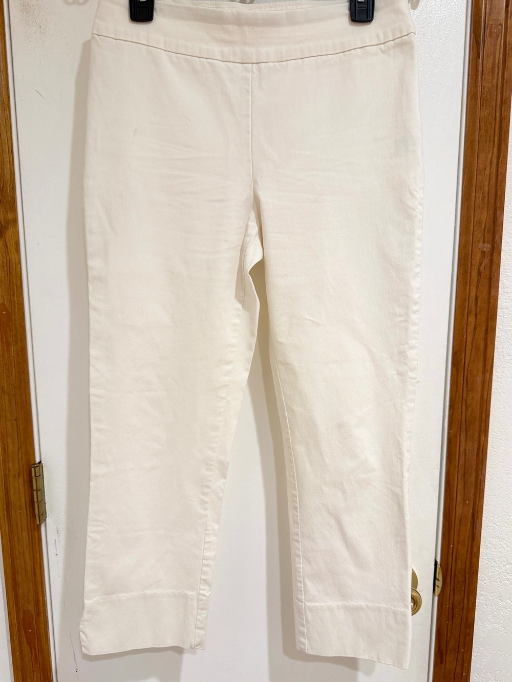 MarlaWynne Flatter Fit Cream Cropped Pull-On Ankle Jeans